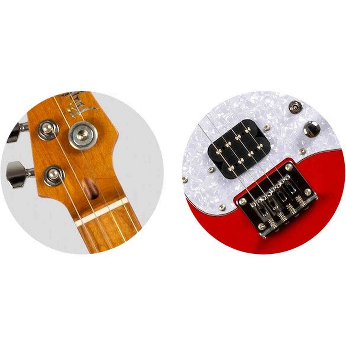 Flight Pathfinder RD Baritone Solid Body Elektrische Ukulele met Humbucker, Single Coil Pickups en Roasted Maple Hals