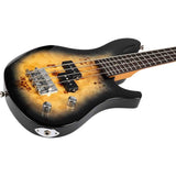 Flight Mini Bass PBR Elektrische Mini Bas Ukulele met Poplar Burl Top, Mahonie Body en Alnico 5 Pickup