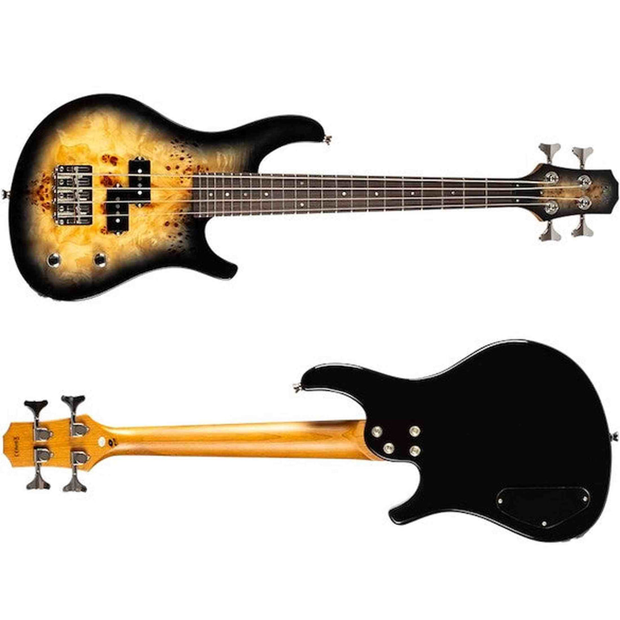 Flight Mini Bass PBR Elektrische Mini Bas Ukulele met Poplar Burl Top, Mahonie Body en Alnico 5 Pickup