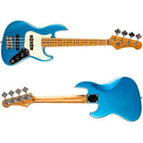 Flight Mini JB Bass LPB Elektrische Mini Bas Ukulele Metallic Blue met Dual Pickups en 584 mm Mensuur