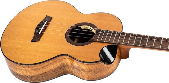 Flight Lily Baritone EQ-A Elektrisch-Akoestische Baritone Ukulele met Solid Cedar Top, Mango Body en Stalen Snaren