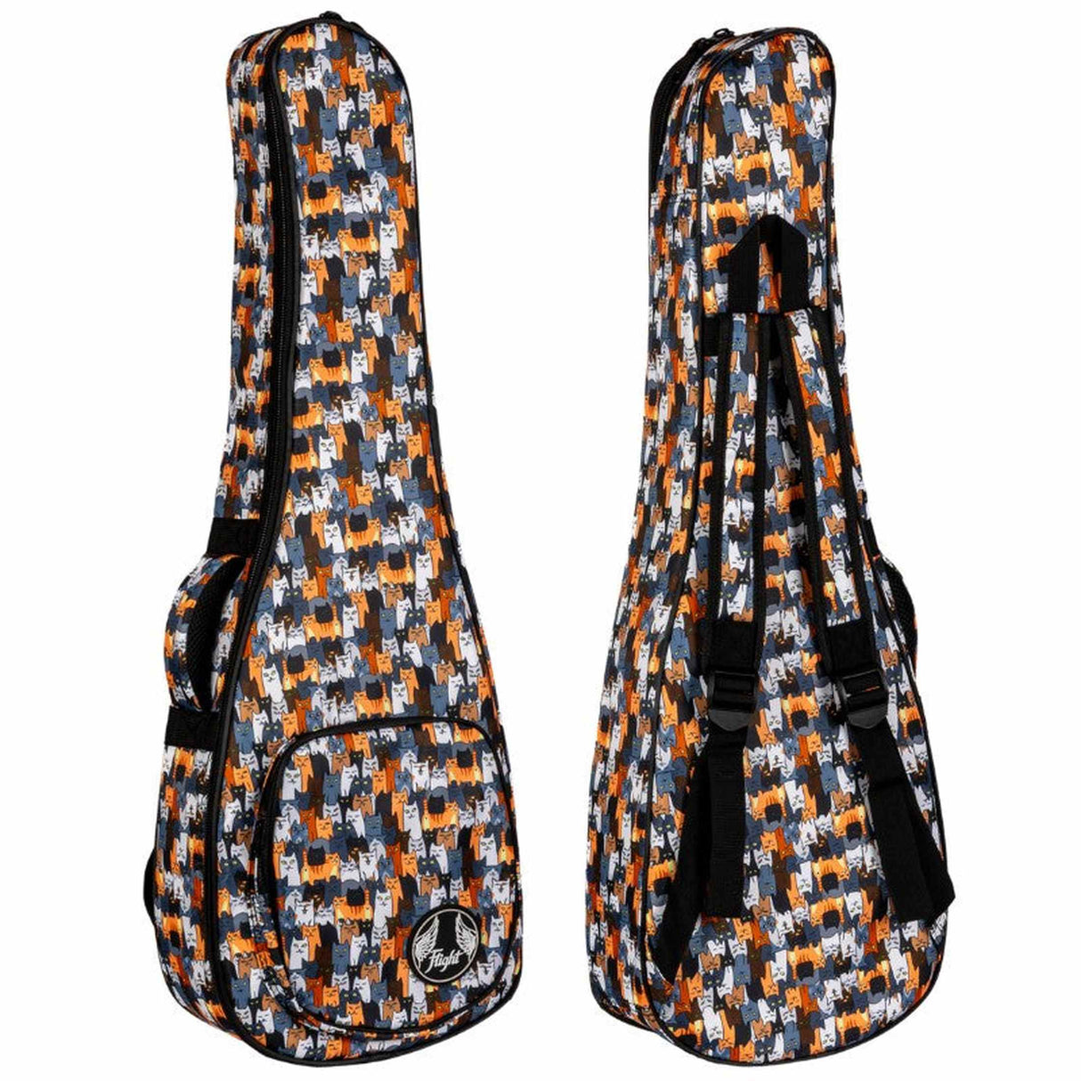 Flight FUB-B-CATS Padded Gig Bag for Baritone Ukulele with Cats Design and Accessory Compartment