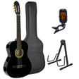A. Martinez MTC-080/B 4/4 klassieke gitaar zwart met standaard, tas en tuner