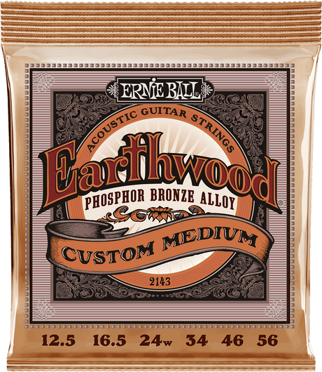 Ernie Ball 2143 Earthwood Fosforbrons Akoestische Gitaarsnaren Custom Medium 12.5–56