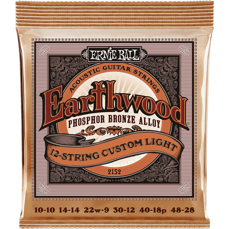 Ernie Ball 2152 Earthwood Fosforbrons Akoestische Gitaarsnaren 12-Snarig Custom Light 10–48