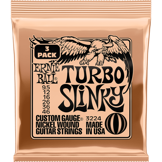 Ernie Ball 3224 Turbo Slinky elektrische gitaarsnaren 3-pack 0095-046