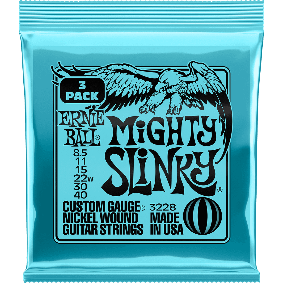 Ernie Ball 3228 Mighty Slinky elektrische gitaarsnaren 3-pack 0085-040