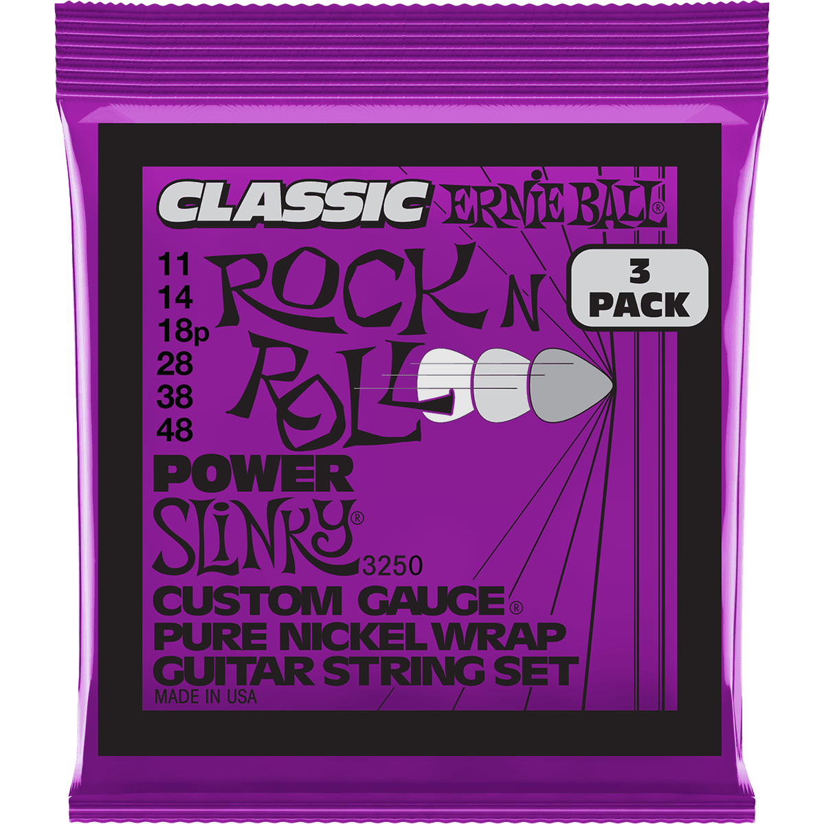 Ernie Ball 3250 Power Slinky elektrische gitaarsnaren 3-pack 011-048