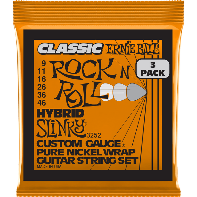 Ernie Ball 3252 Hybrid Slinky elektrische gitaarsnaren 3-pack 009-046