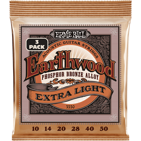 Ernie Ball 3550 Earthwood Fosforbrons Akoestische Gitaarsnaren Extra Light 10–50 3-Pack