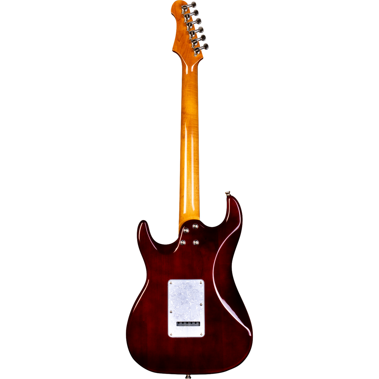 JET JS-450 TBK S-style Elektrische Gitaar HSS Tremolo Flamed Maple Top Roasted Maple Toets Transparant Zwart