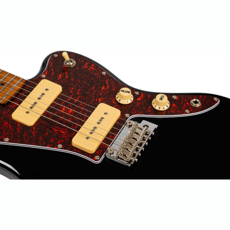 JET JJ-300 P90 BK Offset Elektrische Gitaar Dual P90 Tremolo Roasted Maple Zwart