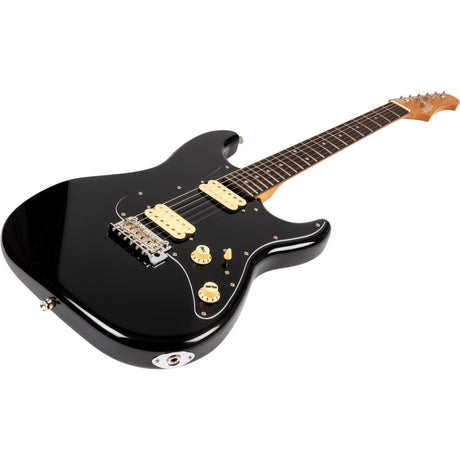 JET JS-400 BKR H S-style Elektrische Gitaar HH Tremolo Rosewood Toets Zwart