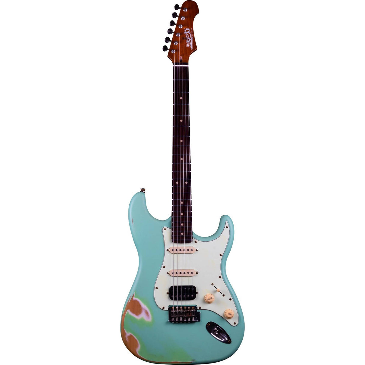 JET JS-400 RLC SFG Relic S-style Elektrische Gitaar HSS Tremolo Relic Seafoam Green Rosewood Toets