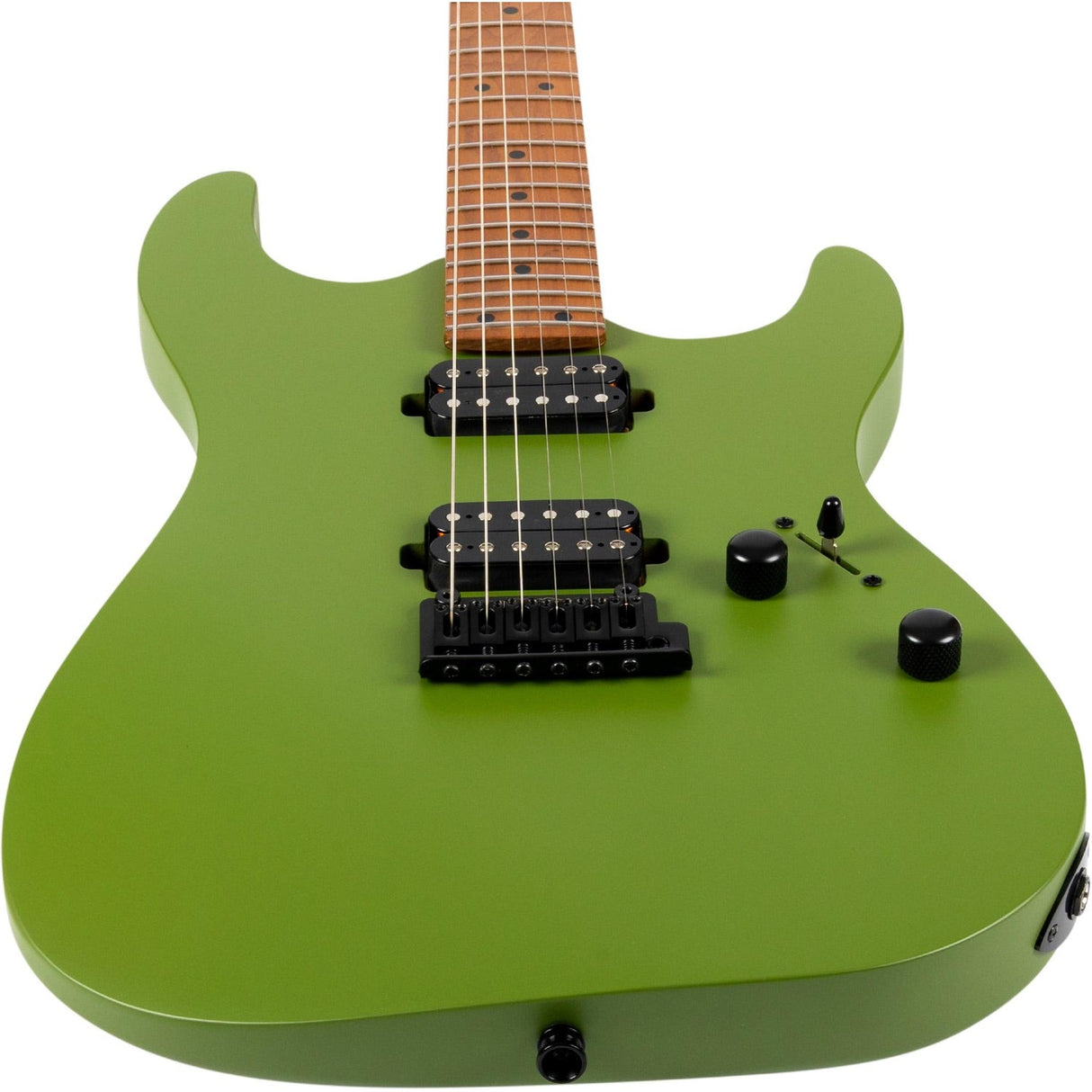 JET JS-500 MGR S-style Elektrische Gitaar HH Wilkinson Tremolo Roasted Maple Toets Mat Groen