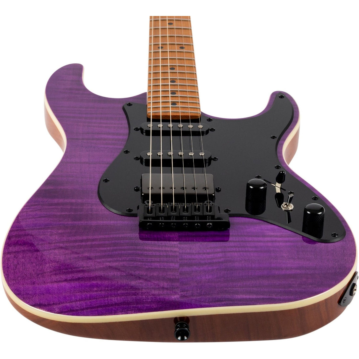 JET JS-600 TPP S-style Elektrische Gitaar HSS Mahonie Body Flame Maple Top Transparant Paars