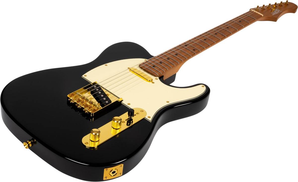 JET JT-300 BK G T-Style Elektrische Gitaar - Zwart met Gouden Hardware