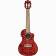 LANIKAI LKUQM-RDCEC Concertukelele, Quilted Maple-serie,rood,cutaway,voorversterke