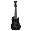 LANIKAI LKUQMBKCEG Guitarlele, Quilted Maple Serie, Black, Cutaway, Preamp, Softc