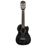 LANIKAI LKUQMBKCEG Guitarlele, Quilted Maple Serie, Black, Cutaway, Preamp, Softc