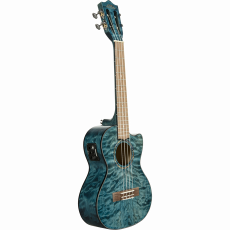 LANIKAI LKUQMBLCET Tenorukelele, Quilted Maple Serie, Blue Stain, Voorversterker,