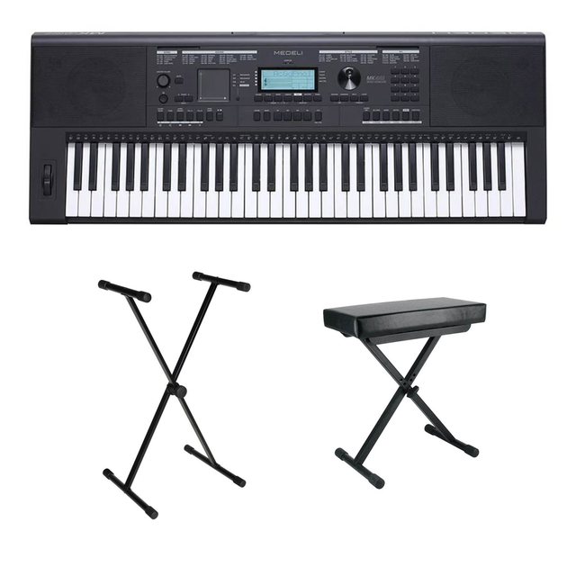Medeli MK401 Millenium Series – Set met standaard & kruk, 61 aanslaggevoelige toetsen, 600 klanken