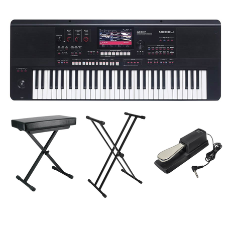 Medeli AKX10S Set – Workstation keyboard met 61 toetsen, 7” touchscreen, 4-way speakers, pedaal, standaard en kruk