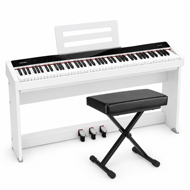 NUX NPK-200 Digital Stage Piano Set wit met NPS-2 standaard, 88 toetsen en kruk