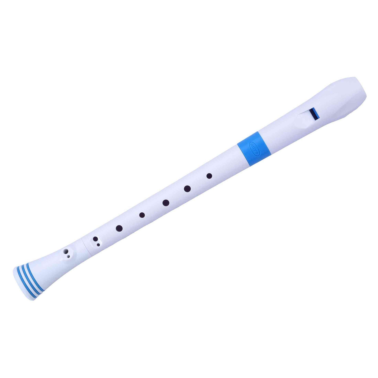 NUVO G300 BL sopraanblokfluit wit-blauw Duits systeem met etui en motivatieringen