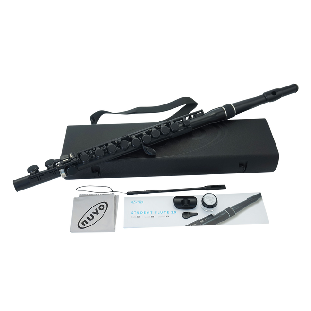 NUVO SF230BK Student Flute 2.0 – C-stemming, 255 g, zwart, incl. blokfluitkopstuk en etui