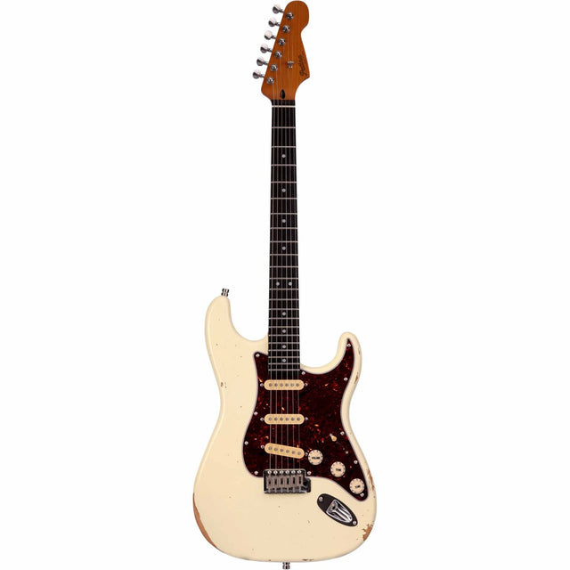 Patina PS-6 OW R S-style Elektrische Gitaar SSS Alnico V Nitro Relic Paulownia Body Roasted Maple Hals Olympic White