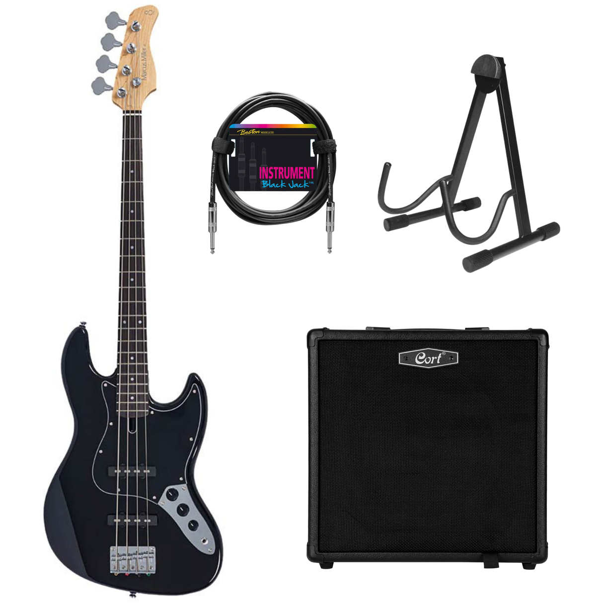 Sire Marcus Miller V1 4/BK V Series 4-snarige Basgitaar Set met 40W Versterker