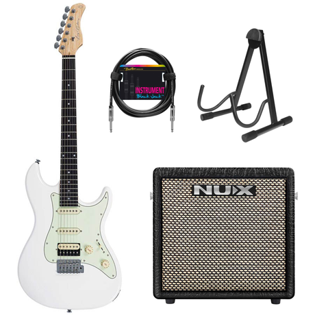 Sire S1 ST-Style Elektrische Gitaar Antique White + NUX Mighty-8 MK2 Versterker
