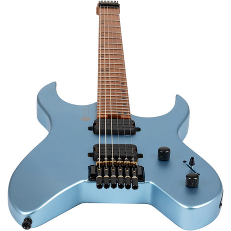 Spira S-400 MPB Headless S-Style Elektrische Gitaar HH Villain Humbuckers Roasted Poplar Satin Blue