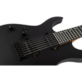 Spira S-407 MBK LH Linkshandige 7-String Elektrische Gitaar HH Villain Humbuckers Roasted Poplar Satin Black 26.5 inch