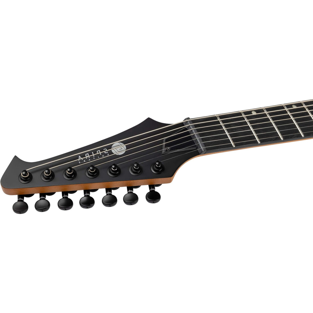 Spira S-407 MBK LH Linkshandige 7-String Elektrische Gitaar HH Villain Humbuckers Roasted Poplar Satin Black 26.5 inch