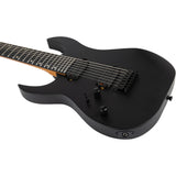 Spira S-407 MBK LH Linkshandige 7-String Elektrische Gitaar HH Villain Humbuckers Roasted Poplar Satin Black 26.5 inch