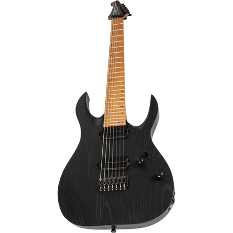 Spira S-607 ABK 7-snarige Elektrische Gitaar Swamp Ash Black met Stainless Steel Frets