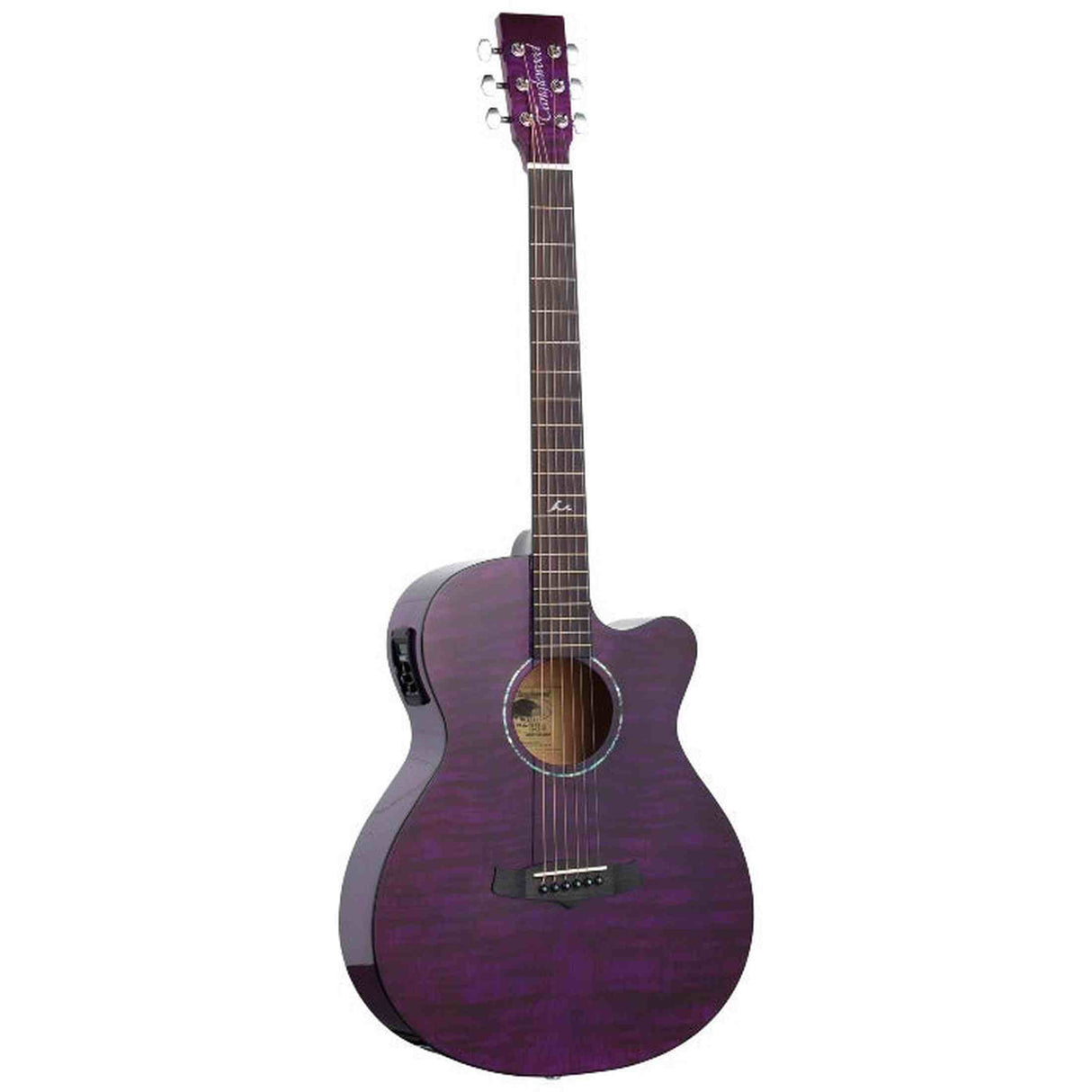 Tanglewood Azure TA4CEHPU Super Folk Cutaway Elektro-Akoestische Gitaar Quilted Ash Purple Gloss