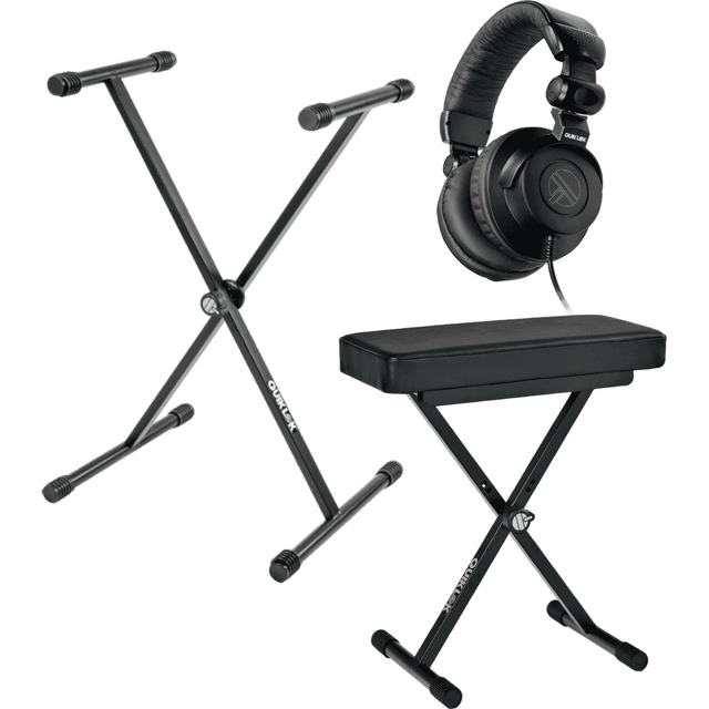 QUIKLOK KEYBUNDLE1-BK – Zwarte bundel met keyboardstandaard, bank en koptelefoon