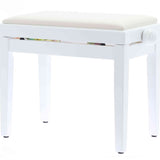 QUIKLOK PB010WH Piano Bank – Verstelbaar 480-570 mm, Fluwelen Zitting, Hoogglans Wit
