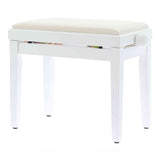 QUIKLOK PB010WHS Piano Bank – Verstelbaar 480-570 mm, Fluwelen Zitting, Mat Wit