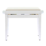 QUIKLOK PB010WHS Piano Bank – Verstelbaar 480-570 mm, Fluwelen Zitting, Mat Wit