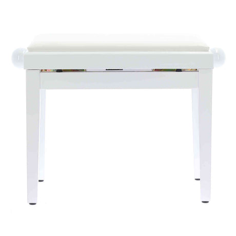 QUIKLOK PB100WHL Piano Bank – Verstelbaar 480-570 mm, Kunstleren Zitting, Hoogglans Wit