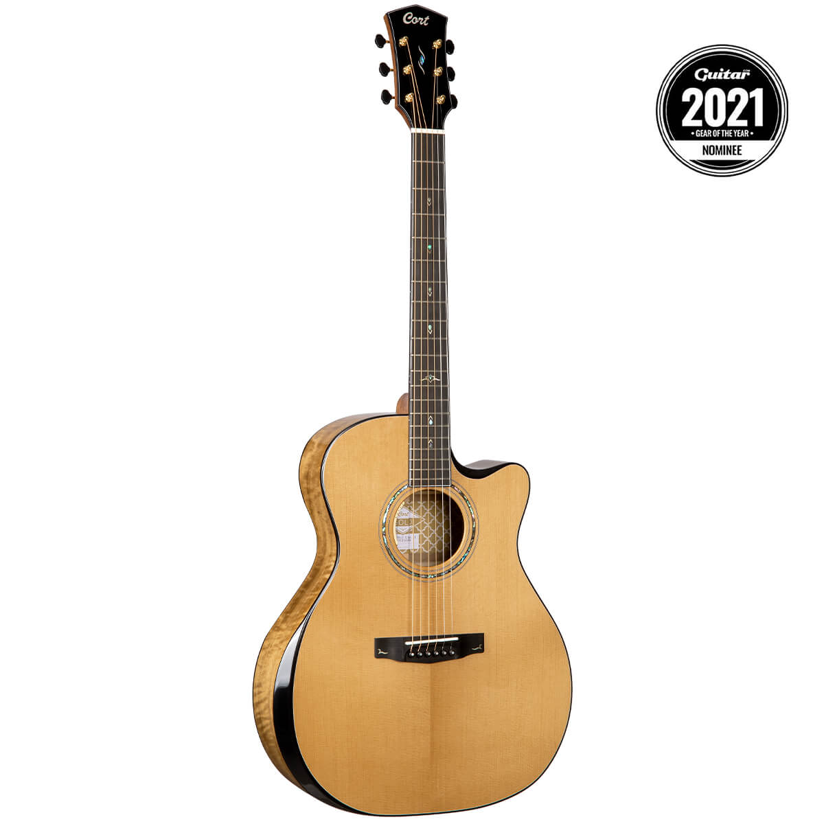 Cort Gold-Edge – Massief Flamed Myrtlewood, Torrefied Sitka & L.R. Baggs Anthem