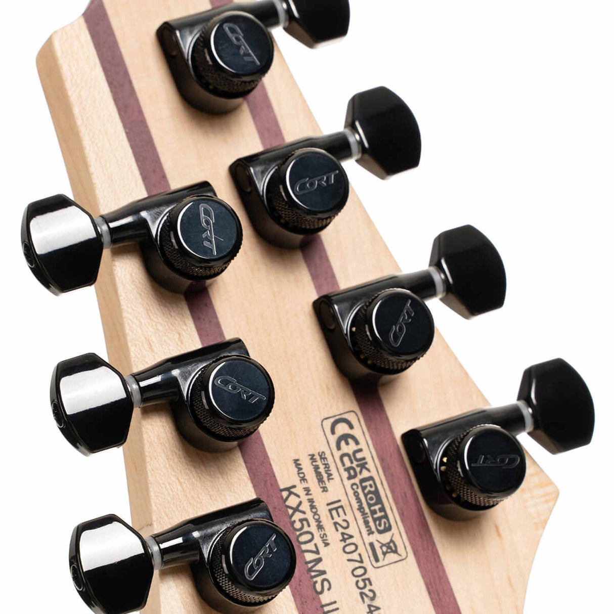 Cort KX507MS Pale Moon 7-snarige Multiscale Elektrische Gitaar Natural Black Burst