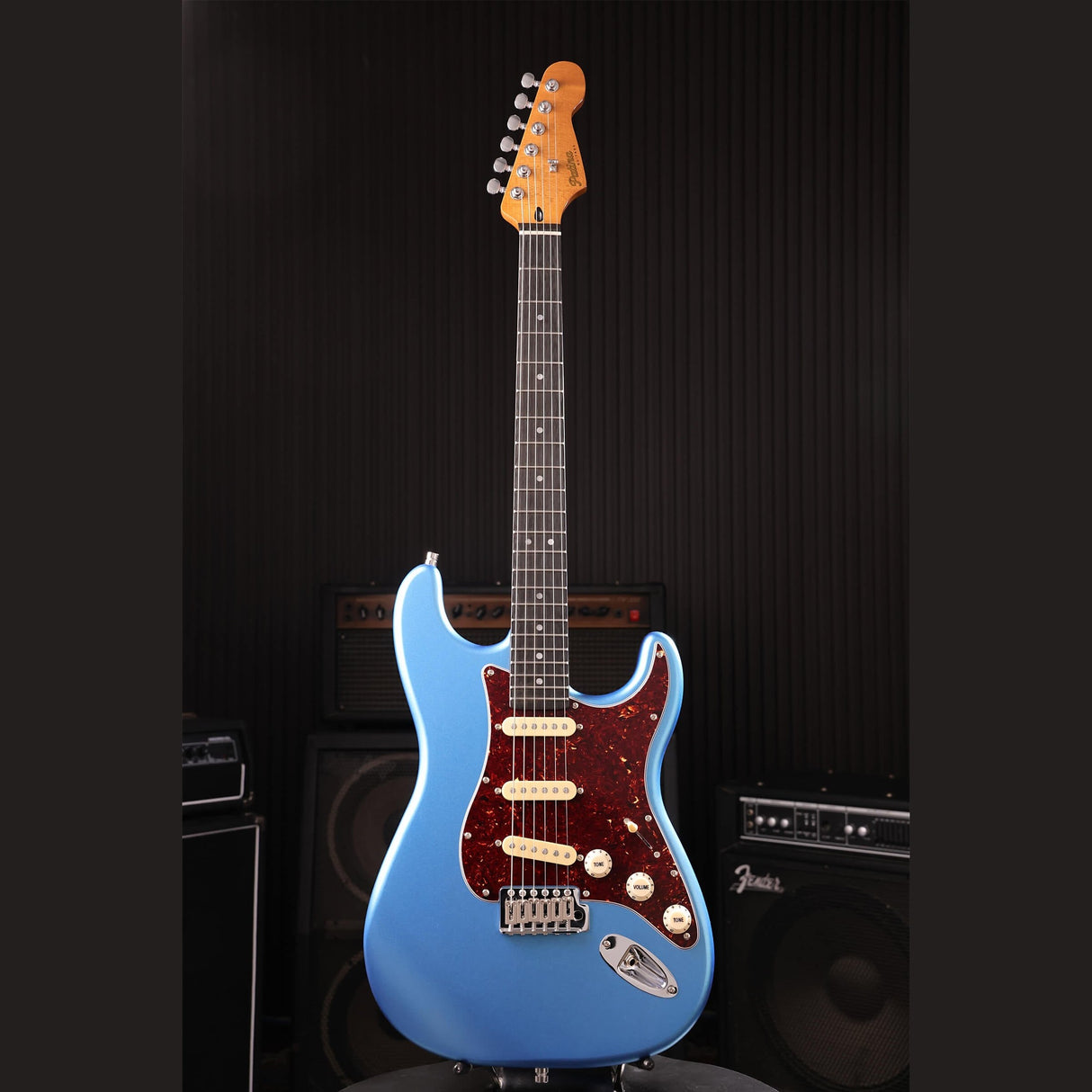 Patina PS-3 LPB S-style Elektrische Gitaar SSS Alnico V Nitro Paulownia Body Roasted Maple Hals Lake Placid Blue