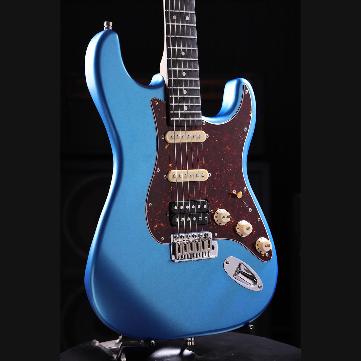 Patina PS-4 LPB S-style Elektrische Gitaar HSS Alnico V Nitro Paulownia Body Roasted Maple Hals Lake Placid Blue