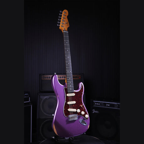 Patina PS-6 PP R S-style Elektrische Gitaar SSS Alnico V Nitro Relic Paulownia Body Roasted Maple Hals Paars