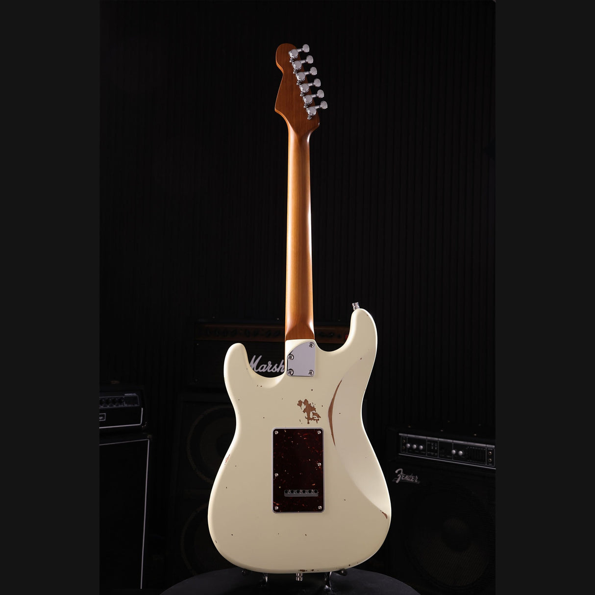 Patina PS-7 OW R S-style Elektrische Gitaar HSS Alnico V Nitro Relic Paulownia Body Roasted Maple Hals Olympic White